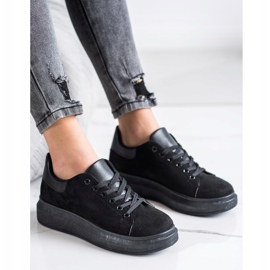 SHELOVET Baskets en daim sur la plate-forme le noir 4
