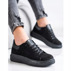 SHELOVET Baskets en daim sur la plate-forme le noir 1