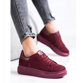 SHELOVET Baskets en daim sur la plate-forme rouge 1