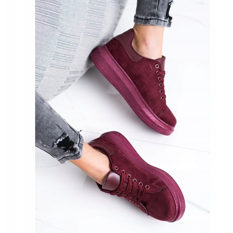 SHELOVET Baskets en daim sur la plate-forme rouge 2