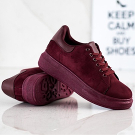 SHELOVET Baskets en daim sur la plate-forme rouge 4