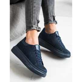 SHELOVET Baskets en daim sur la plate-forme bleu marin bleu 1
