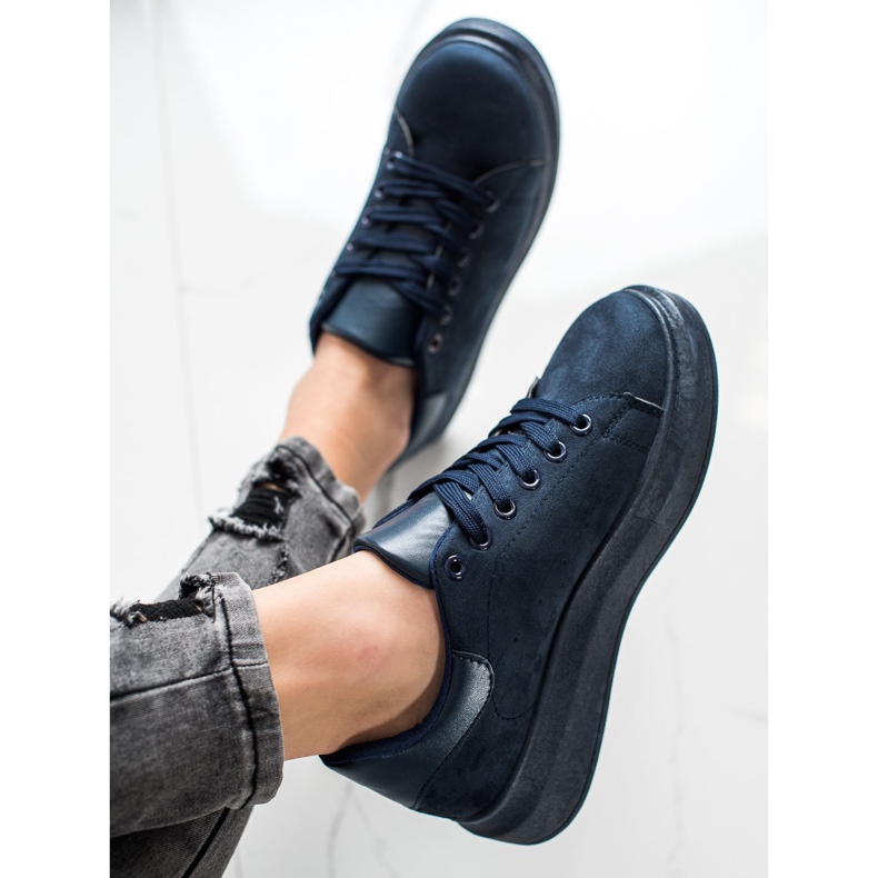 SHELOVET Baskets en daim sur la plate-forme bleu marin bleu 2