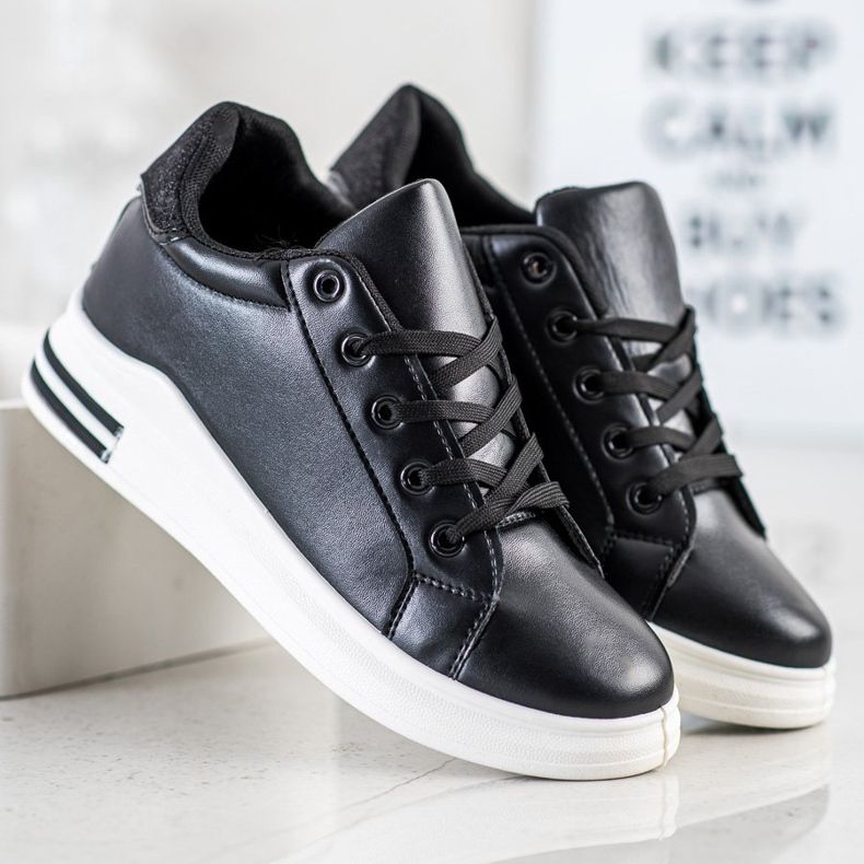 Diamantique Baskets compensées à paillettes le noir 1