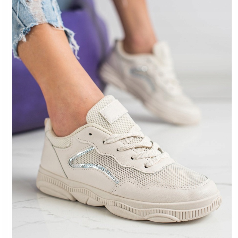 Ideal Shoes Baskets décontractées beiges 2