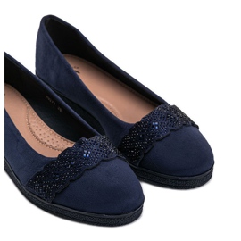 Ballerines en daim sur le talon compensé Maritza bleu marin 2