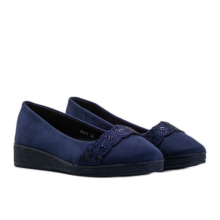 Ballerines en daim sur le talon compensé Maritza bleu marin 1