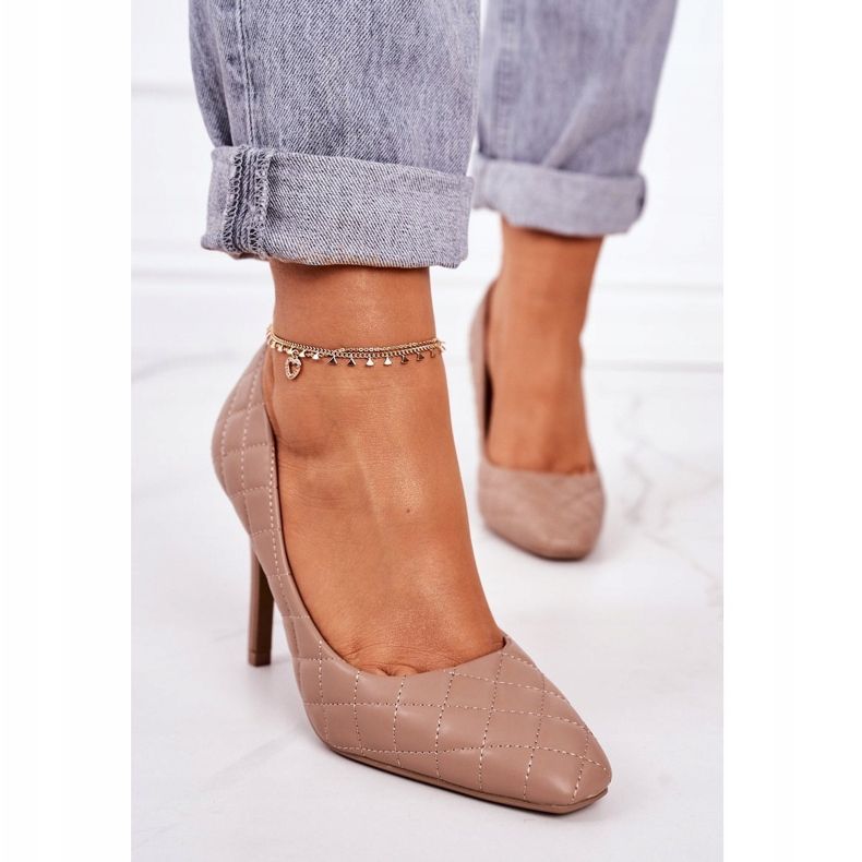 PS1 Élégants talons aiguilles matelassés brun vif Rosanna 2