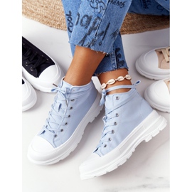 FB2 Baskets Hautes Femme Sur Une Grande Semelle Bleu Trissy 2