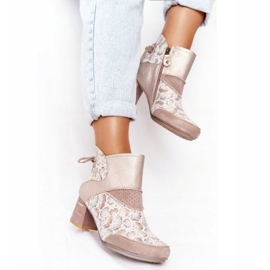 Bottes En Cuir Pour Femmes Sur Un Talon Maciejka Or Beige 03963-20 doré 2