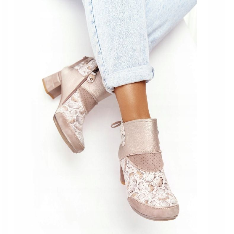Bottes En Cuir Pour Femmes Sur Un Talon Maciejka Or Beige 03963-20 doré 1