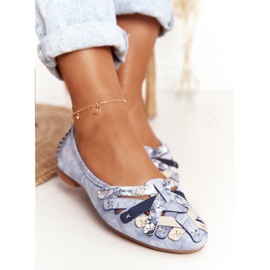 Ballerines en cuir pour femmes Maciejka Bleu 01358-45 1