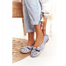 Ballerines en cuir pour femmes Maciejka Bleu 01358-45 2