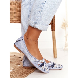Ballerines en cuir pour femmes Maciejka Bleu 01358-45 4