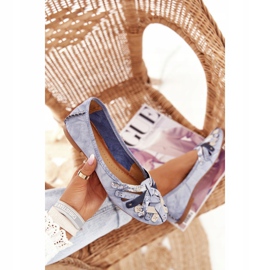 Ballerines en cuir pour femmes Maciejka Bleu 01358-45 5