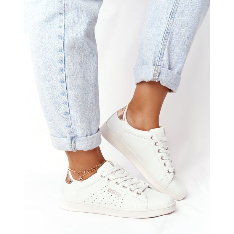 Baskets Cuir Femme Big Star DD274583 Blanc-Cuivre doré 1