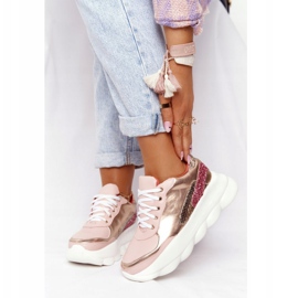 Chaussures de sport pour femmes sur la plate-forme lu boo rose doré 1