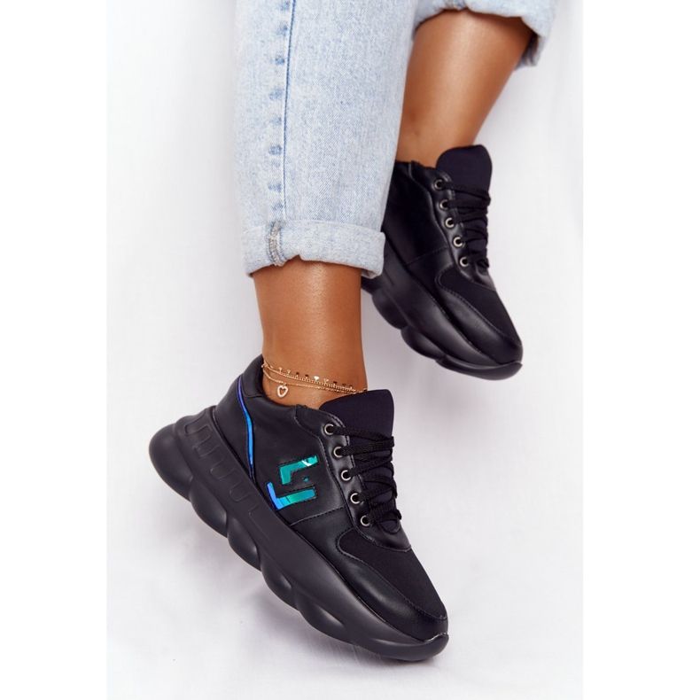 Chaussures de sport pour femmes sur la plate-forme lu boo noir bleu 1