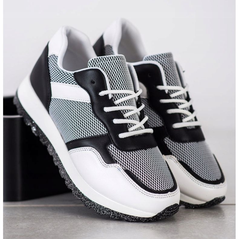 Bestelle Baskets à plateforme pailletée blanche le noir 2 Bestelle Baskets à plateforme pailletée blanche le noir 2