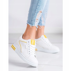 SHELOVET Chaussures blanches à semelle compensée cachée 1