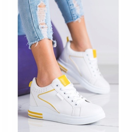 SHELOVET Chaussures blanches à semelle compensée cachée 4