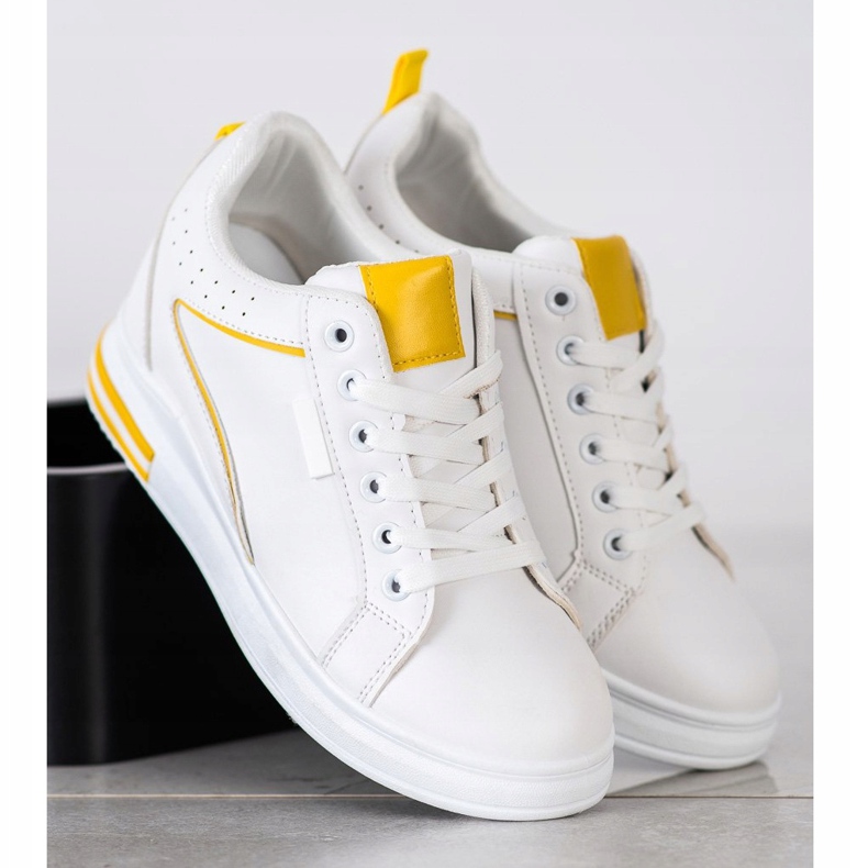 SHELOVET Chaussures blanches à semelle compensée cachée 2