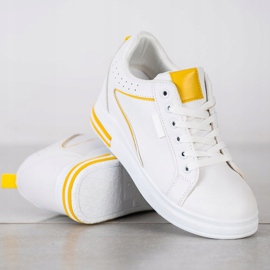 SHELOVET Chaussures blanches à semelle compensée cachée 3