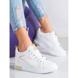 SHELOVET Chaussures blanches à semelle compensée cachée 3