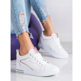 SHELOVET Chaussures blanches à semelle compensée cachée 3