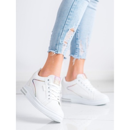 SHELOVET Chaussures blanches à semelle compensée cachée 4