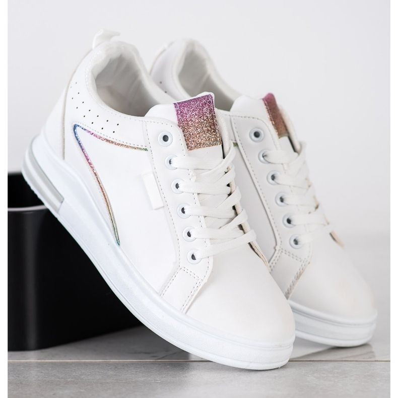 SHELOVET Chaussures blanches à semelle compensée cachée 2