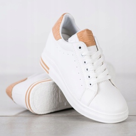 Ideal Shoes Baskets compensées de printemps blanche 2 Ideal Shoes Baskets compensées de printemps blanche 2