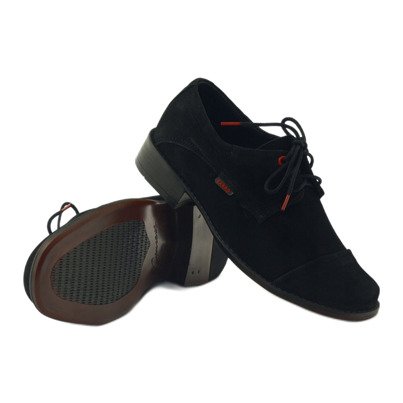 Zarro Chaussures de communion noires, peau de chamois le noir rouge 3 Zarro Chaussures de communion noires, peau de chamois le noir rouge 3