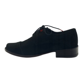 Zarro Chaussures de communion noires, peau de chamois rouge 2