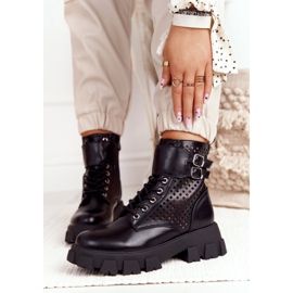 FB2 Travailleurs de bottes ajourées sur la plate-forme noire soufflée 1