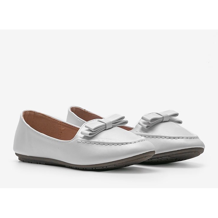 Mocassins femme blancs avec nœud Ingrid 1