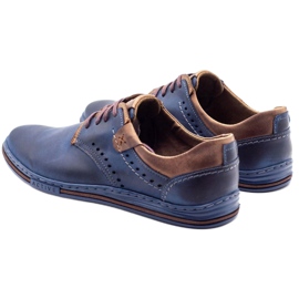 Polbut Chaussures décontractées pour hommes 402 bleu marine avec marron brun 4