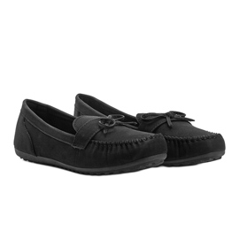 Mocassins noirs mats avec nœud Deborah le noir 1