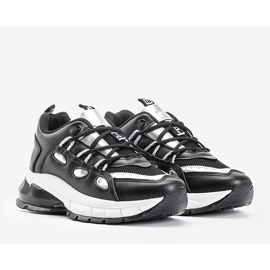 Baskets noires avec empiècements Guadalupe argentés le noir 1