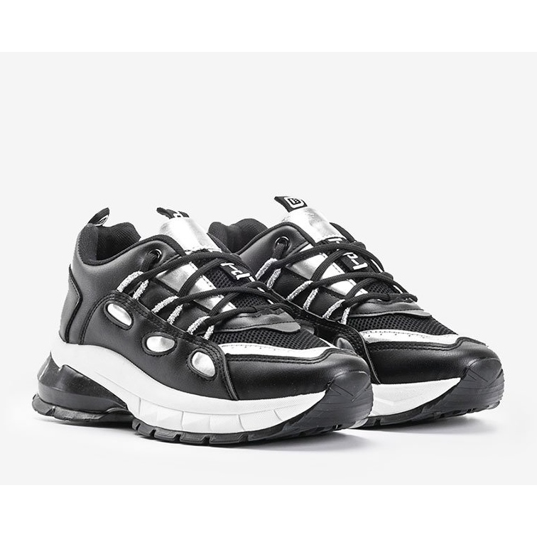 Baskets noires avec empiècements Guadalupe argentés le noir 1