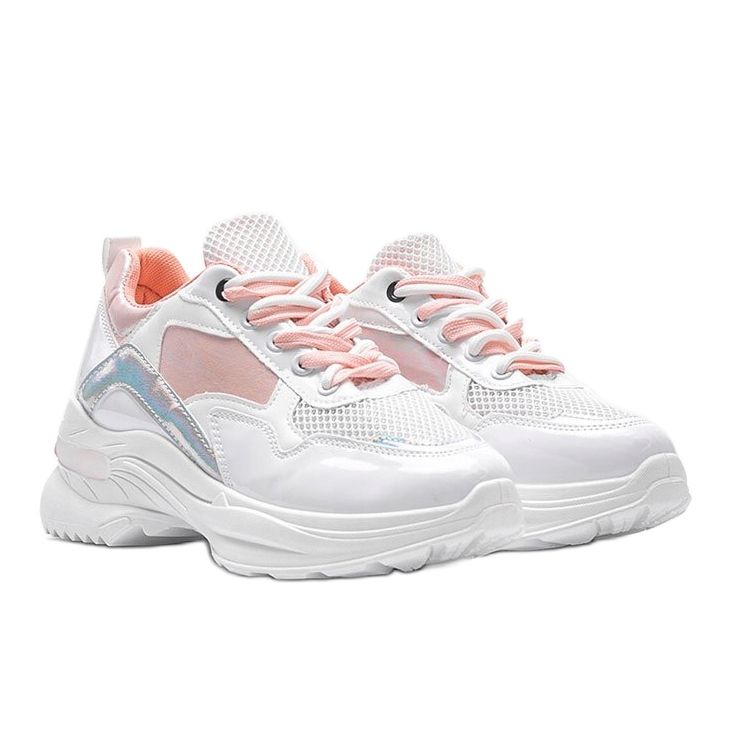 Baskets blanches avec empiècements holographiques Karlie rose 1