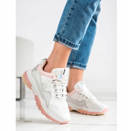 Ideal Shoes Baskets sur la plate-forme rose blanche 1