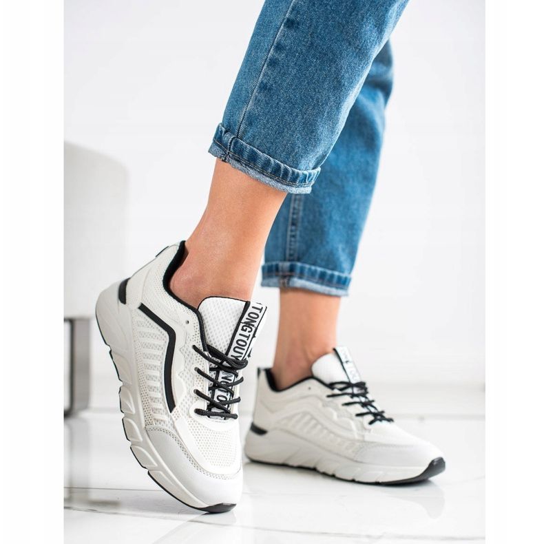 SHELOVET Baskets classiques blanche le noir 2