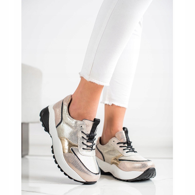 Baskets en cuir dorées VINCEZA le noir d'or 2