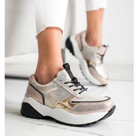 Baskets en cuir dorées VINCEZA noir 1