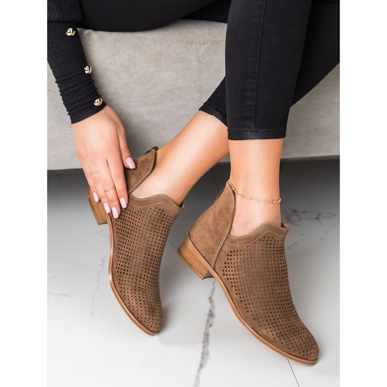 Bottines ajourées de printemps VINCEZA brun 1