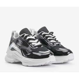 Baskets noires avec empiècements holographiques Karlie le noir 1