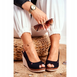 PS1 Sandales compensées tressées noires Tommy brun 1