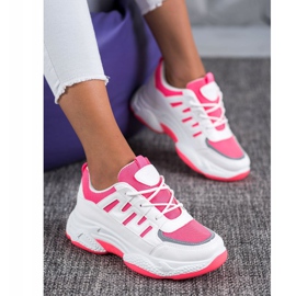 SHELOVET Baskets confortables avec maille BH-001RO blanche rose 4