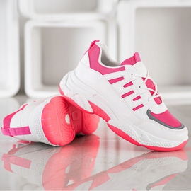 SHELOVET Baskets confortables avec maille BH-001RO blanche rose 2